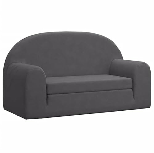 Eleganz Sofá cama infantil de 2 plazas en antracita, suave sofá de felpa para habitación infantil, cómodo sofá para dormir y jugar para niños pequeños, ahorra espacio y es duradero