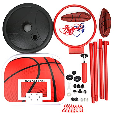 170 cm höhenverstellbarer Basketballständer für Kinder, Innen- und Außenbasketballkorbset für Kinder mit Eisenrahmen, einfach zu montierendes Trainingsgerät für Zuhause und den Hin