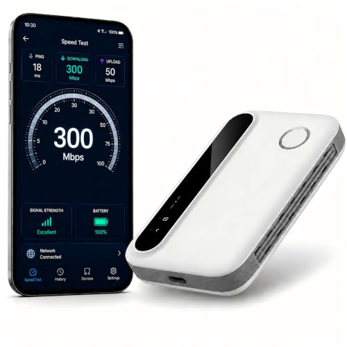 Portable Mobile WiFi 6 Travel Router, Pocket WiFi Router with SIM Card Slot | MiFi 4G LTE CAT6 300Mbps, 2100mAh Battery(12h Runtime), Supports up to 8 devices, WPA3, Compatible Nano SIM, Plug & Play