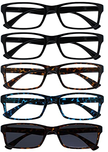 OPULIZE La Société Lunettes De Lecture Noir Brun Bleu Lecteurs Avec Brun Lecteur Soleil Valeur Pack 5 Hommes Femmes RRRRS92-11232 +3,00