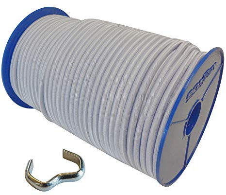 8mm Expanderseil 10 m Gummiseil + 10 Seilklemmen Gummileine Planenseil Seil Plane in Weiss