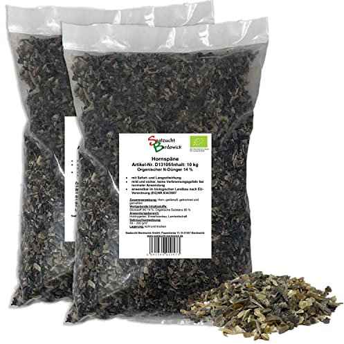Saatzucht Bardowick Hornspäne Naturdünger 20 kg, 100% natürlicher Dünger mit 14% Stickstoff für Gemüse- und Ziergarten, Natürlicher Stickstoffdünger und Gartendünger mit Langzeitwirkung