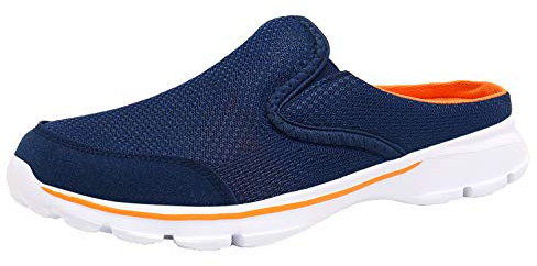 ChayChax Weiche Pantoffeln Hausschuhe Slip On Bequeme Haus Pantoletten Mules Rutschfest Slipper Indoor Outdoor für Damen Herren, Blau Orange, 39 EU