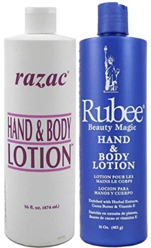 Razac Loción para Manos y Cuerpo con Rubee Beauty Magic Enriquecida con Extractos de Hierbas y Vitamina E, Hidratación Profunda y no Grasa, Juego de 2