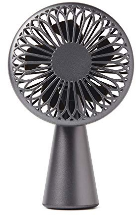 Lexon Wino - Mini ventilateur de bureau sans fil, 3 vitesses de flux d'air, lames ultra-silencieuses, 5 h, rechargeable via USB-C (câble inclus) ou QI sans fil - Métal