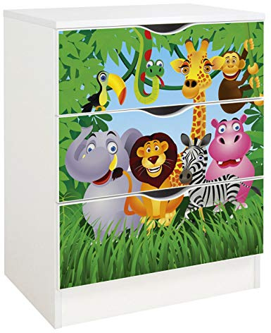 leomark Cajonera de Madera - Roma - Blanca Mesita con cajones, Armario de Dormitorio, Estilo escandinavo, a la habitación de los niños, Dim: 60 x 42 x 78 (H) cm (Zoo)