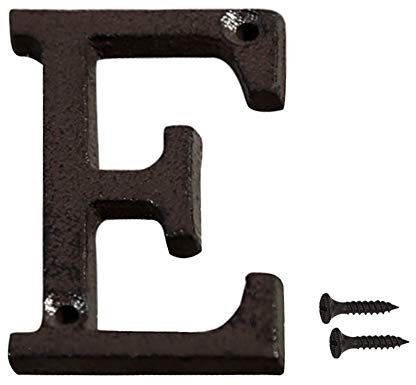 INCREWAY Número de casa de hierro fundido, 7,5 cm, letra negra de dirección de casa, número de casa de hierro fundido letra de buzón (E)