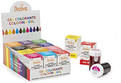 Set 12 Vasetti Colorante Gel per alimenti - ideale per colorare pasta di zucchero, ghiaccia, panna, crema e prodotti a base di zucchero - vasetto 28g - per torte dolci SCADENZA 30/6/26 AL 10/7/26