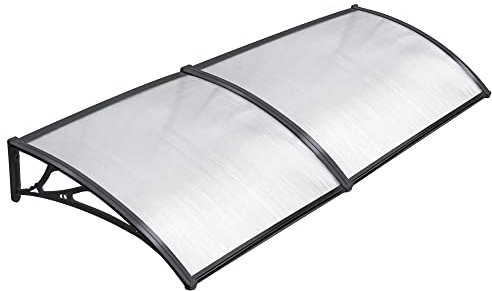Yaheetech Outdoor Window Awning Porch Canopy - Waterproof Front Door Awning Rain Shelter, 240 x 80 x 23 cm, Black