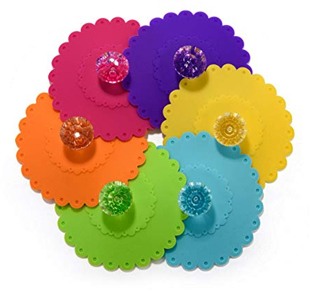 6 Pcs Silicone Glass Cup Covers,Reusable Anti-dust Cup Covers,Used to Prevent Dust and Leakage,Color Mixing,Diameter 10.5cm