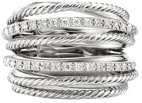 Bagues à Plusieurs rangées de Couleur Argent Brillant CZ métallique OL Style Bureau Dame bagues polyvalentes pour Les Femmes Bijoux de Mode