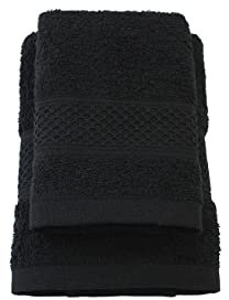 Jenny Sesal Set Asciugamani THE COLORS, Set di due asciugamani da bagno Viso e Ospite NERO Spugna di alta qualità proveniente da Portogallo. Viso: 50x100 cm. Ospite 38x58 cm.