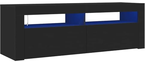 vidaXL TV Schrank mit LED-Leuchten Lowboard Fernsehschrank Fernsehtisch Sideboard HiFi-Schrank TV Möbel Tisch Board Schwarz 120x35x40cm
