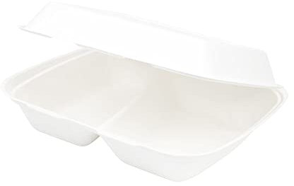 BIOZOYG bandejas de menú de caña de azúcar con 2 compartimentos I vajilla Take Away sostenible y biodegradable I para platos fríos y calientes sin revestir 25x20x7,5 cm I 200 unidades