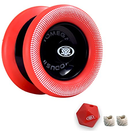 Yomega Xodus II YoYo – Include tecnologia con cuscinetto a rulli, bordi in gomma e design a forma di ala – Yo-yo professionali reattivi di livello intermedio (Nero Rosso)