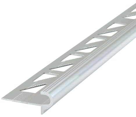 Dalsys Treppenkantenprofil Fliesenschiene 2,5m Höhe, 12,5mm Silber | Fliesenschiene für Treppenstufen, Kantenschutzprofil, für Feinsteinzeug und Fliesenbeläge