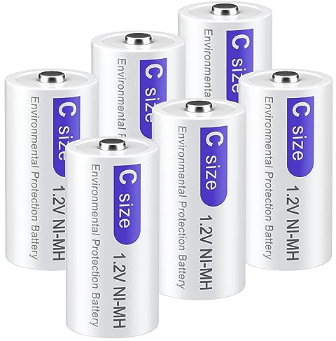Baby C Akku 4000mAh - 6 Stück Hohe Kapazität 1,2V NIMH Wiederaufladbare Batterien Typ C Zellen Baby Accu, Ohne Memory Effekt, Geringer Selbstentladung Mit Aufbewahrungsbox