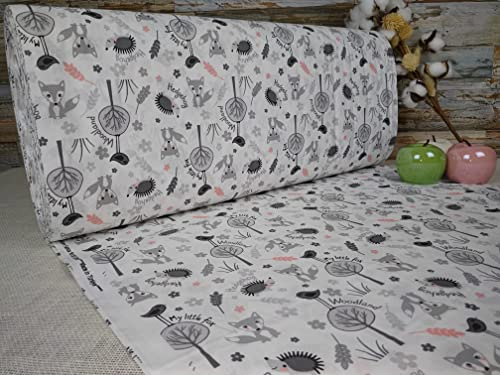 240cm Extrabreit Popeline Baumwolle Stoff Meterware ab 50cm 100% Baumwollstoff Stoffe Bastelstoff ÖKO-TEX Ranforce Kinderstoffe Stoffe Tiere Babystoffe Fuchs Vogel Giraffe Reh Pilz VP0K027 (Fuchs)