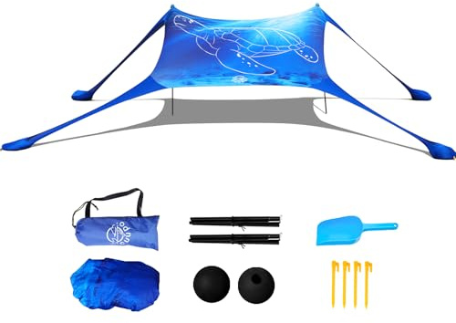 Cuupo Tenda da spiaggia Pop Up 160 x 200 cm stampa 3D piccola protezione solare UPF50, per esterni, cortile, spiaggia, campeggio, con aste di stabilità Tartaruga