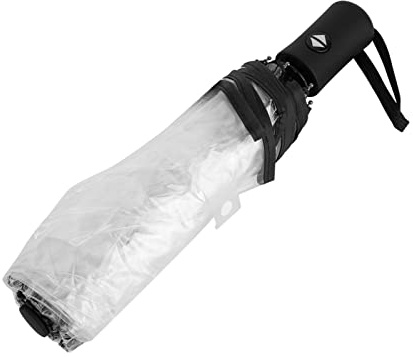 Yosoo Health Gear Tragbare Transparente Regenschirme, Modisches Ein Knopf automatisches Öffnen und Schließen, Zusammenklappbar mit Wasserdichtem, Mattiertem Griff für Hochzeitsreisen, Verabredungen