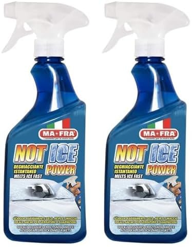 Ma-Fra, Not Ice Power, Deghiacciante Liquido ad Effetto Immediato, Facile e Veloce da Utilizzare, Adatto per Ogni Genere di Vetro e Cristallo dell'Auto, Formato 500ml (Confezione da 2)