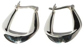 Sterling Silver Single Fold Wedge Hoop Earrings