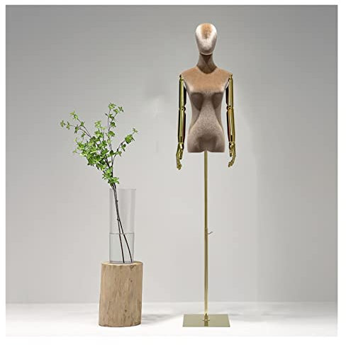 schneiderpuppe Schneiderpuppe Damenbüste Weiblich mit Quadratischem Metallsockel Verstellbar 53-77 Zoll für Kleidung Kleid Schmuck Display, Schneider Dummy Torso Mit Galvanischem Arm for Clothing Shop