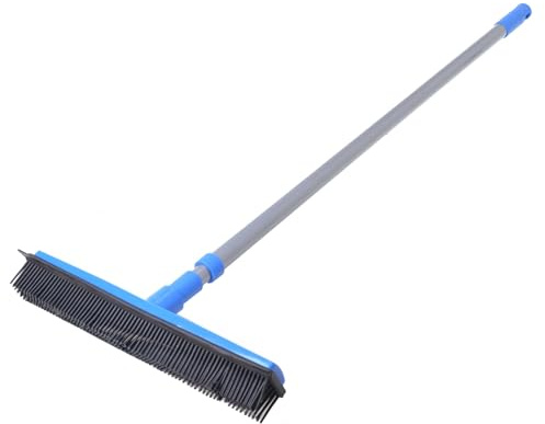 Aqbau® Balai en Caoutchouc avec Raclette À Manche Télescopique Antistatique Bleu Gris