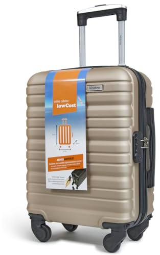 KINSTON Maleta de Cabina para EasyJet 4 Ruedas Desmontables Tamaño LowCost - Equipaje de Mano Ligero y Duradero, Ruedas Giratorias Extraíbles - Champagne