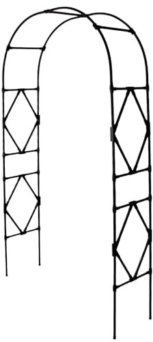 Arche de jardin noire avec treillis métallique pour plantes grimpantes d'intérieur ou d'extérieur 120 x 40 x 240 cm