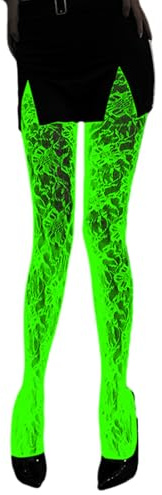 Itkcozcg Damen-Fischnetz-Strumpfhose, leuchtet im Dunkeln, Halloween, leuchtend, Spinnennetz-Schädel, gemustert, Netzstrumpfhose für Party, Luminous 3116, XS-XXL