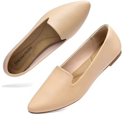 DREAM PAIRS Ballerine a Punta da Donna, Scarpe Tradizionali Morbide Slip-On per Lavoro Viaggi e Uso Quotidiano,Size 40,Nudo,DWUMSP2502