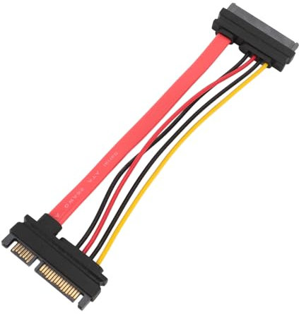Annadue Câble D'Extension D'alimentation SATA 7 + 15 Broches, Câble D'alimentation pour Disque Dur SATA22P M/SAS29P F Mâle à Femelle, Extension D'alimentation HDD SATA, 0.15m