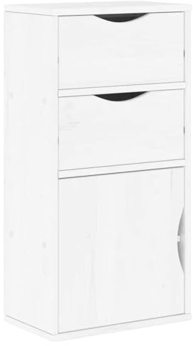 vidaXL Sidoskåp med lådor ODDA vit 40x24x79 cm massiv furu, skåp, förvaringsskåp, sideboard skåp, sideboard, buffé, kök förvaringsskåp, hall skåp