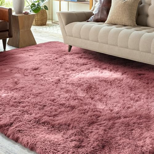XSIVOD Alfombra mullida de pelo alto, rosa vintage, lavable, 200 x 230 cm, antideslizante, extra grande, para dormitorio, suave, moderna, para habitación infantil
