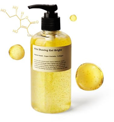 Gel à raser Lazy Society Vita Bright – Gel à raser transparent à la vitamine C pour hommes, sans mousse, glisse en douceur et éclaircit le teint 250 ml