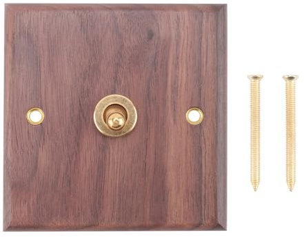 Roxvue Enchufe de Interruptor de Luz de Estilo Industrial Americano Retro, Placa de Interruptor de Palanca de LatóN de Madera Maciza, Interruptor de Estancia en Casa Antiguo (1)