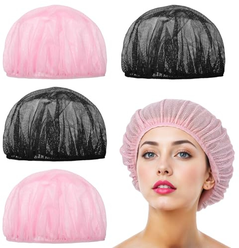 YBEATY 4 Pcs Mesh Hair Nets Cap Night Sleeping Plopping Bonnets Polyester Hairnet Snoods Wrap Head Protector for Women Drying Long Straight Natural Curly Hair Clean Wash Face