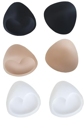 3 Pairs Bra Inserts, Set of Three Pairs, Premium Bra Pads Inserts for Women, Comfortable Bikini Pads for Daily Wear & Special Occasions, Bra Insert For Sports (Black, White, Nude)