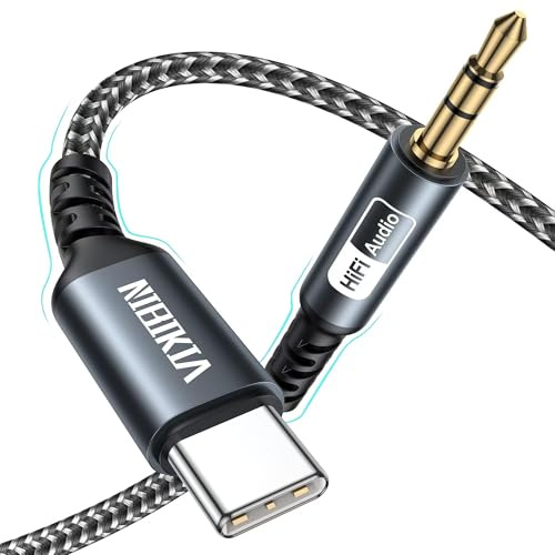 USB C auf Aux Kabel 2M, USB Typ C auf 3.5mm Klinke Kabel Audio Aux Kabel, Dauerhaft für iPhone 15 16, Samsung Galaxy S25 S24 S23 S22 S20, iPad, Pixel, Xiaomi Auto-Lautsprecher