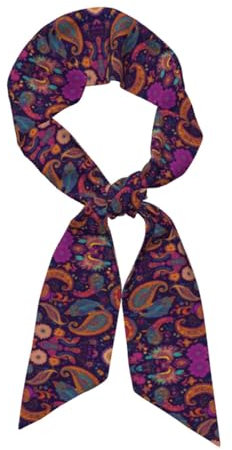 Doppelseitiger Schal 119X7.9 Cmkreativer Druck Satin Ribbon Seidentücher Scarf Damen, Pflanzen Haartücher,Stirnbänder,Handtaschen-Accessoires,Hutschmuck Reisen Bekleidungszubehördunkelviolett