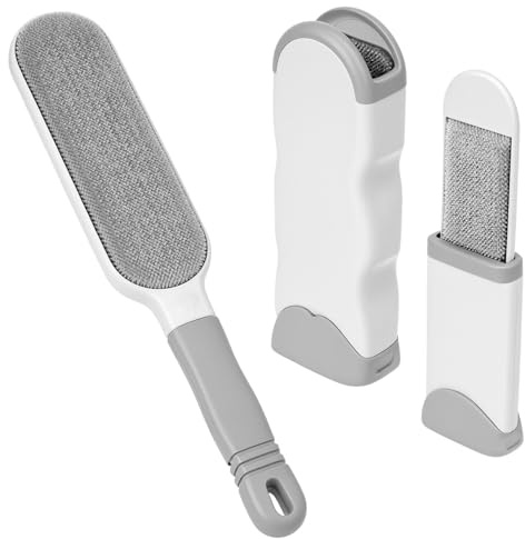 QWORK® Fusselbürste Tierhaare Set - Verstärkter Reinigungskraft, Doppelseitige, Wiederverwendbare - für Sofa/Bett/Kleidung/Reise