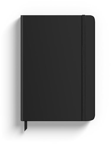 Rileys & Co Cuaderno Líneas Formato Aproximado A5 (20,3 X 15,2 Cm), Diario Personal & Journal, Libreta Pequeña Con 240 Páginas, Cuaderno De Notas Bonitas Con Hojas Blancas Y Rayas (Negro)
