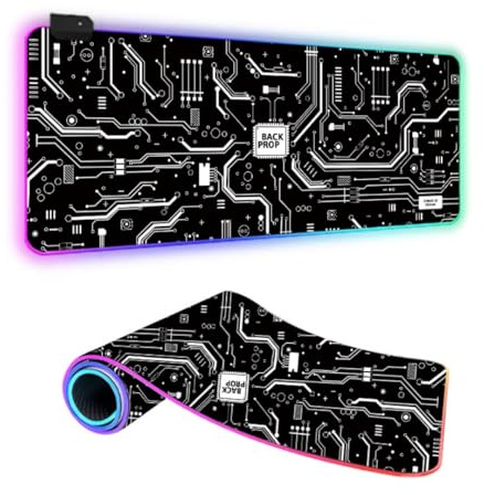 FANSU XXL RGB Tapis de Souris Gaming, 3D LED 14 Effets Éclairage Antidérapante Grand sous Main Bureau pour Clavier et Souris, USB- Mouse Pad pour PC Gamer (Circuit Imprimé Noir,800x300x4mm)