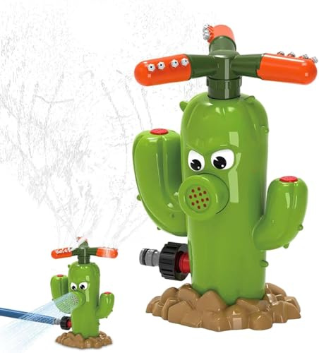 Aspersor giratorio en forma de cactus con tubo ondulado, accesorio de manguera de jardín al aire libre para riego de césped, juegos de salpicaduras de verano y diversión de cumpleaños