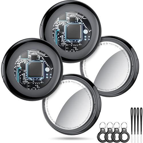 Air Tracker Tags Bluetooth Item Finder-4 Pack, Compatible with Apple Find My APP (iOS Only), 100dB Beep, Smart Tag Replaceable Battery, air tag and Locator for Keys/Luggage/Bags/Wallets etc., Black