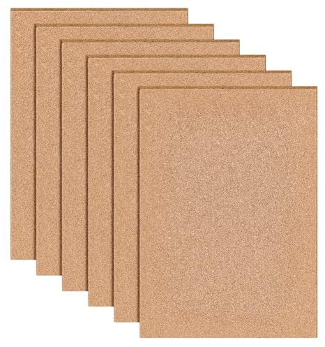 BENECREAT 6 Pcs 29.7x21cm Liège Autocollante, 7 mm d'épaisseur Feuilles de Support, Isolantes en Liège D'Épaisseur Panneau pour Décoration Murale Fournitures de Bricolage