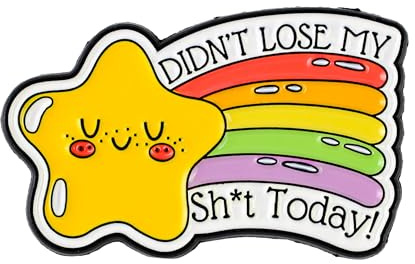 Didn't Lose My Sh*t Today Funny Star Pin Brooch, Rude Humor Enamel Pin, Gift For Sarcastic Sassy Friend Coworker, Rainbow Brooches, Swear Word Lapel Badge, Sarcasm Accessories
