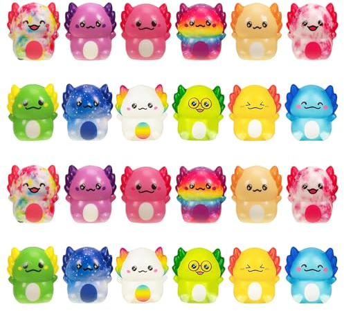 24 Stück Squishy für Axolotl, Spielzeug, Squishies, Taba Squishy, Quetschbälle für Partys, Geeignet für Kinder und Erwachsene, Perfekt für Stressabbau, Schule und Reisen (Zufälligen Farben) ﻿