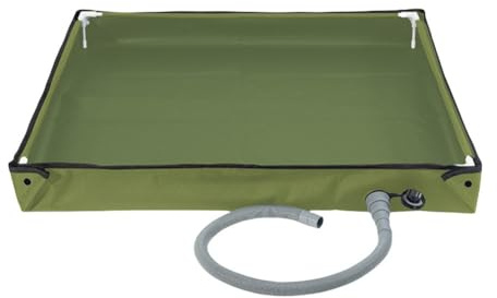 FACAIIO Faltbare Duschbasis mit Ablauf für Wohnmobil, Garten, Außenbereich, 80 x 80 x 10 cm, PVC, wasserdicht, tragbar, Camping-Duschwanne, rutschfeste erhöhte Plattform, für Gras, Kies